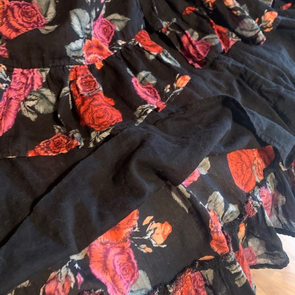 Patrons of Peace black,red,pink small floral print flowing cotton dress. - Picture 7 of 11
